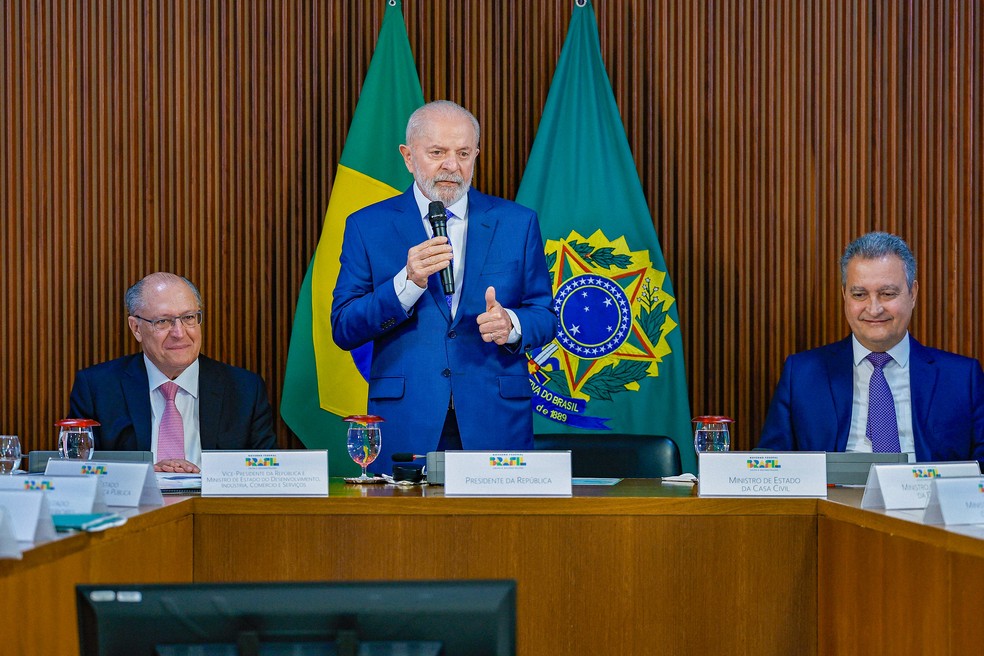Lula durante reunião ministerial na última semana — Foto: Ricardo Stuckert / PR