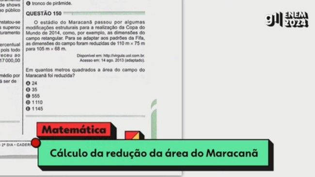 Enem 2024: correção da questão de Matemática sobre redução da área do Maracanã