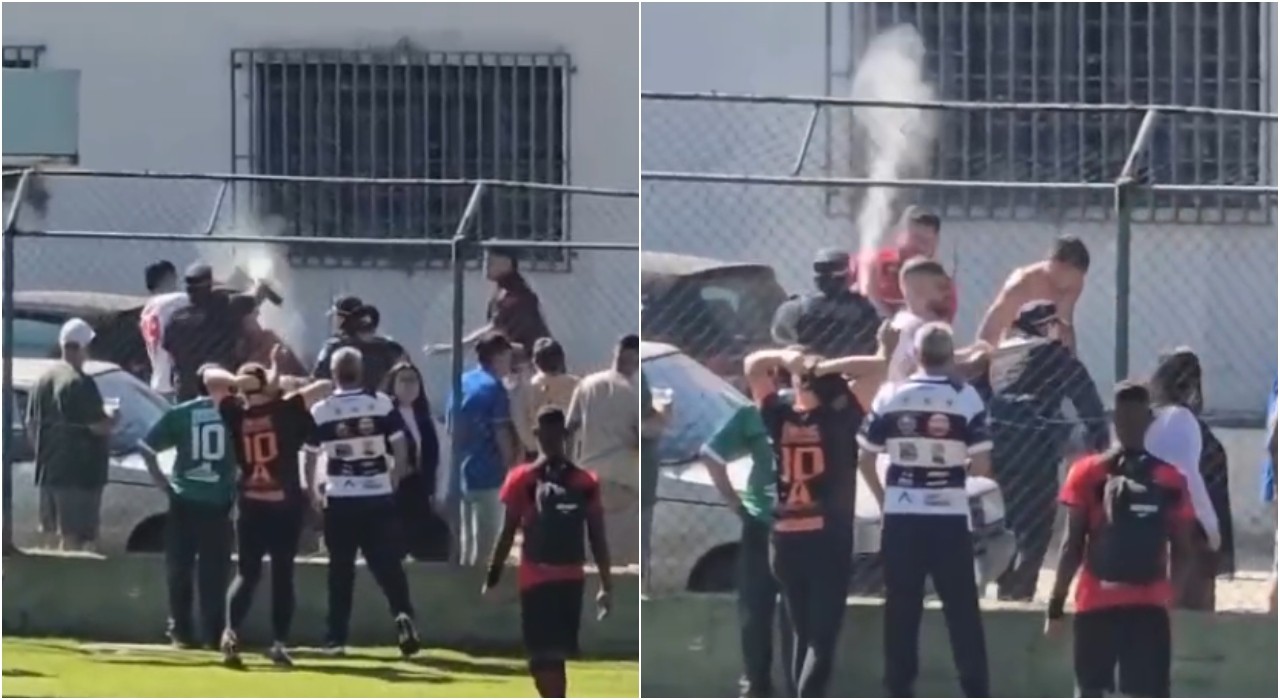 Torcedores invadem vestiário de atletas e provocam briga generalizada em estádio de Votorantim; vídeo