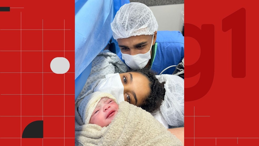 O promotor de vendas Thiago Pereira de Anchieta, de 28 anos, e a assistente administrativa Tayna Rodrigues, de 23 anos, são pais da Izabella, que nasceu em Vitória, Espírito Santo, no dia 4 de março. — Foto: Arquivo pessoal