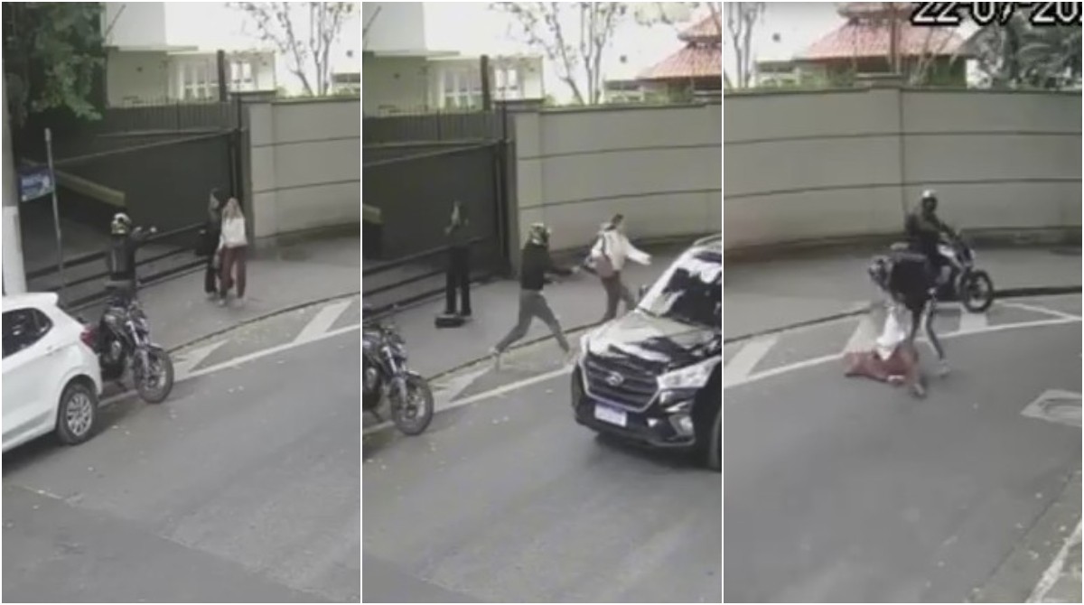 VÍDEO: ladrão armado derruba mulher no chão para tomar celular na Vila Olímpia, Zona Sul de SP