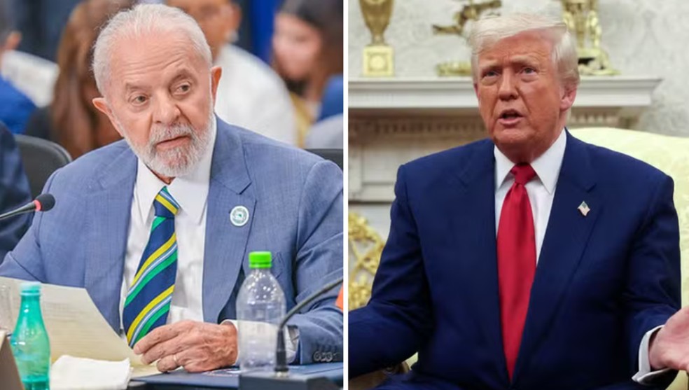 O presidente eleito dos Estados Unidos, Donald Trump, e o presidente do Brasil, Lula, em montagem feita pelo g1. — Foto: — Foto: Ricardo Stuckert/PR e REUTERS/Kevin Mohatt