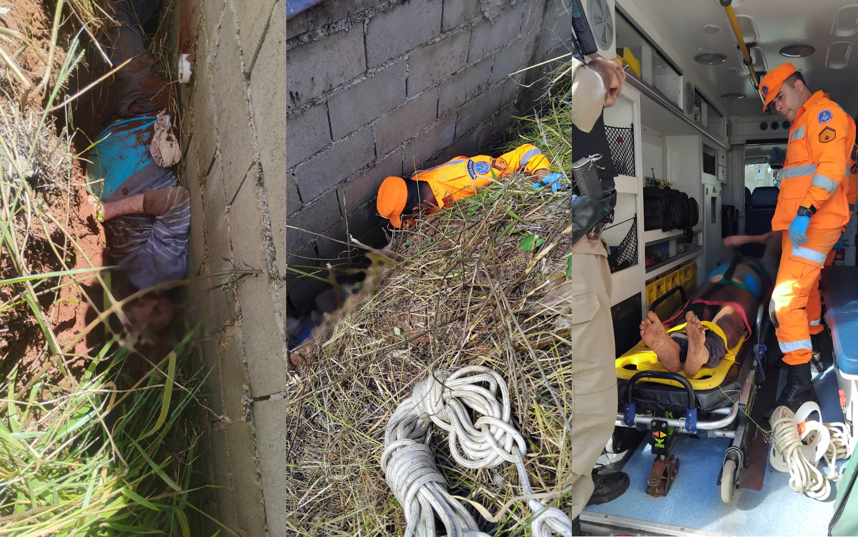 Idoso de 94 anos sai de asilo sem ser percebido e é resgatado após ficar preso entre barranco e muro em MG