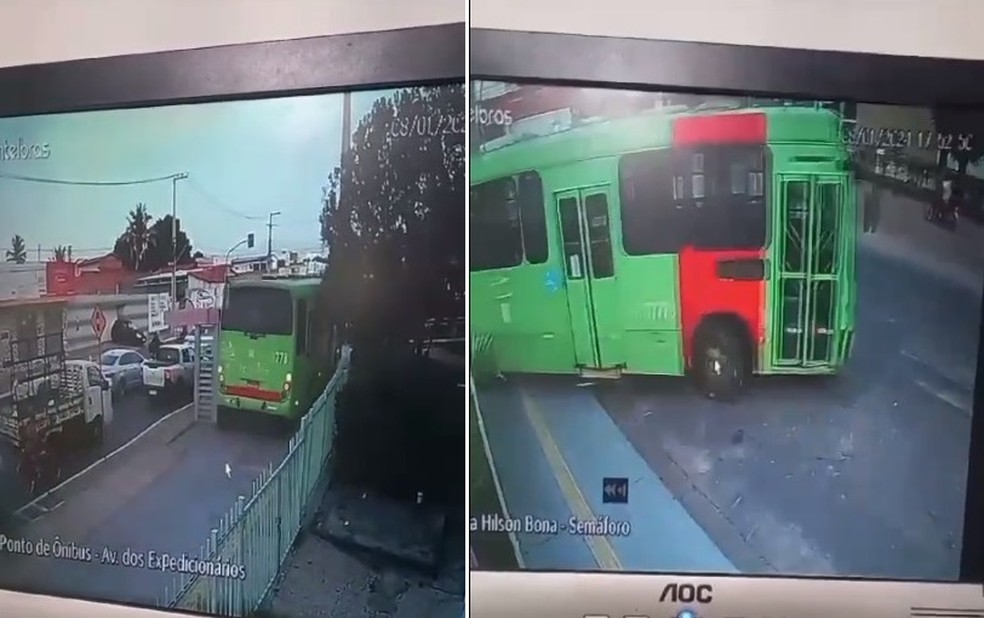 Motorista evita acidente com ônibus após falha nos freios, em Teresina — Foto: Reprodução/ redes sociais
