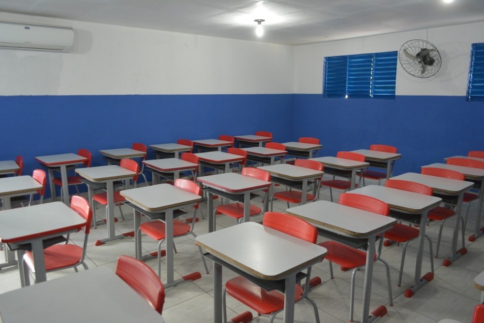 Sala de aula vazia em escola municipal de Patos, na Paraíba — Foto: Prefeitura de Patos/Divulgação