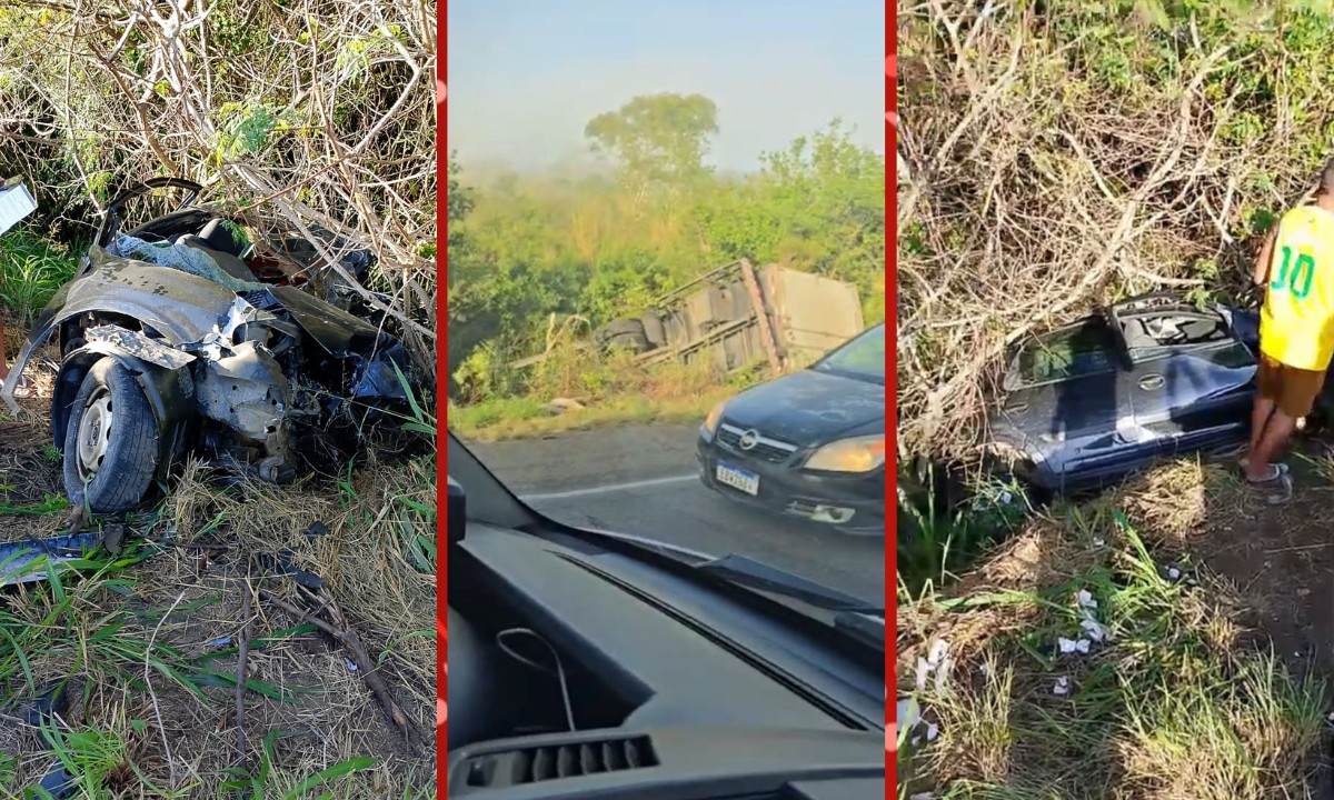 VÍDEO: acidente entre carro e caminhão deixa um morto no interior da Bahia; veículos caíram em ribanceira