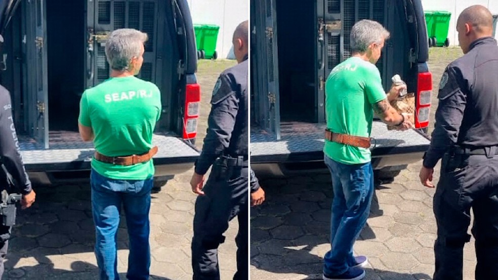 Algemado, o bicheiro Rogério Andrade é transferido — Foto: g1