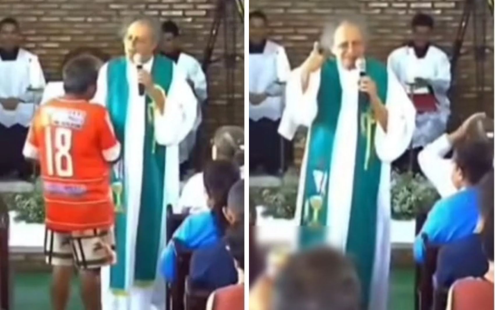 Caseiro invade missa com lata de cerveja na mão, e reação de padre surpreende fiéis; vídeo
