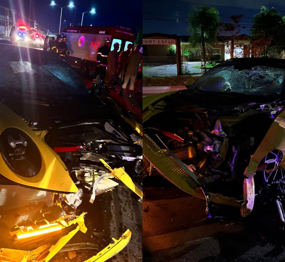 Acidente entre carro de luxo e carro de passeio deixou motorista em coma — Foto: Sergio Lapada