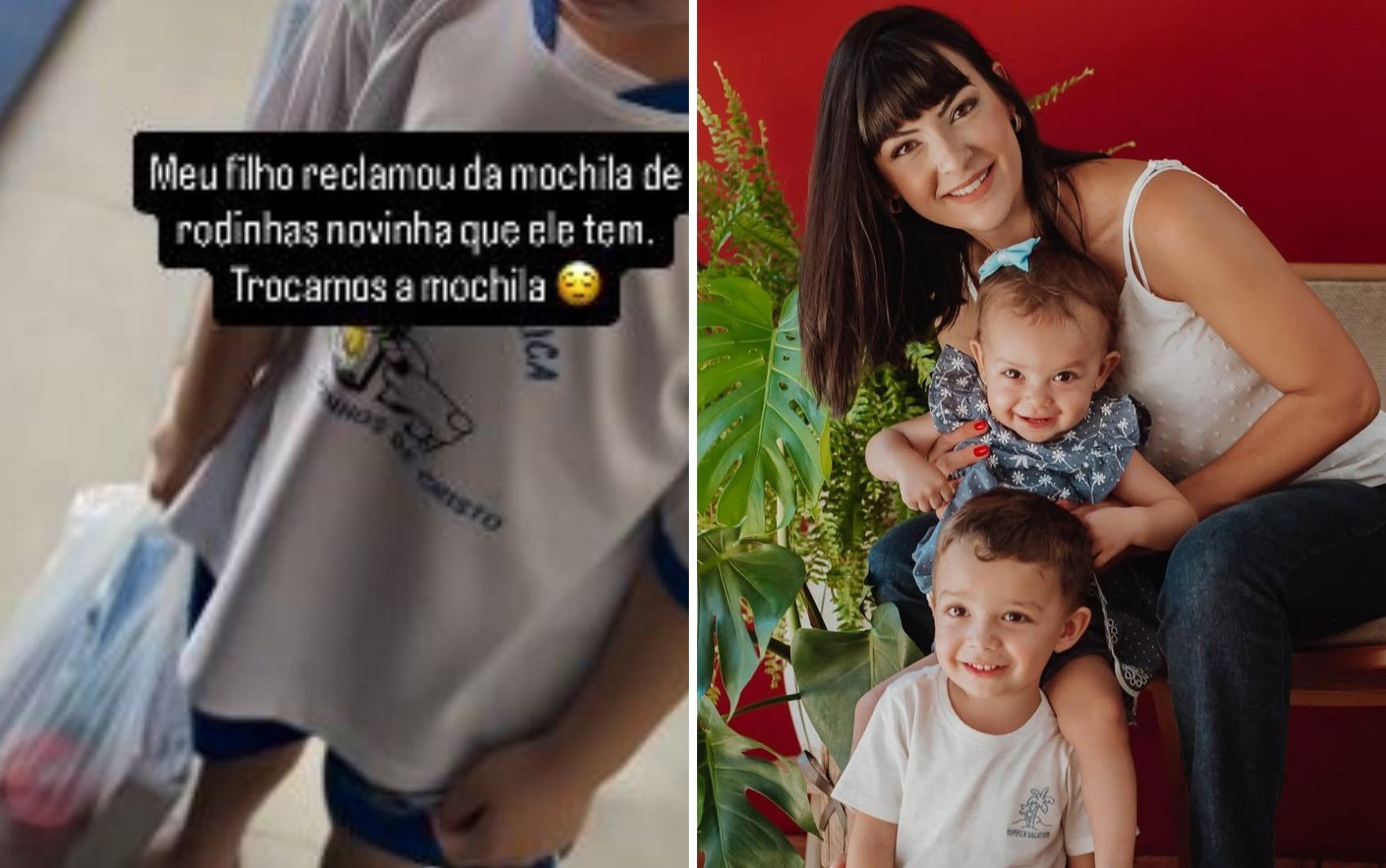 Mãe troca mochila de rodinhas por sacolinha de plástico após filho reclamar e diverte a web