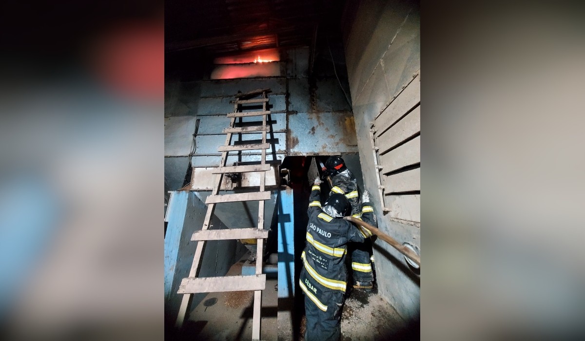 Incêndio em secador de grãos mobiliza Corpo de Bombeiros e Defesa Civil em Taquarituba