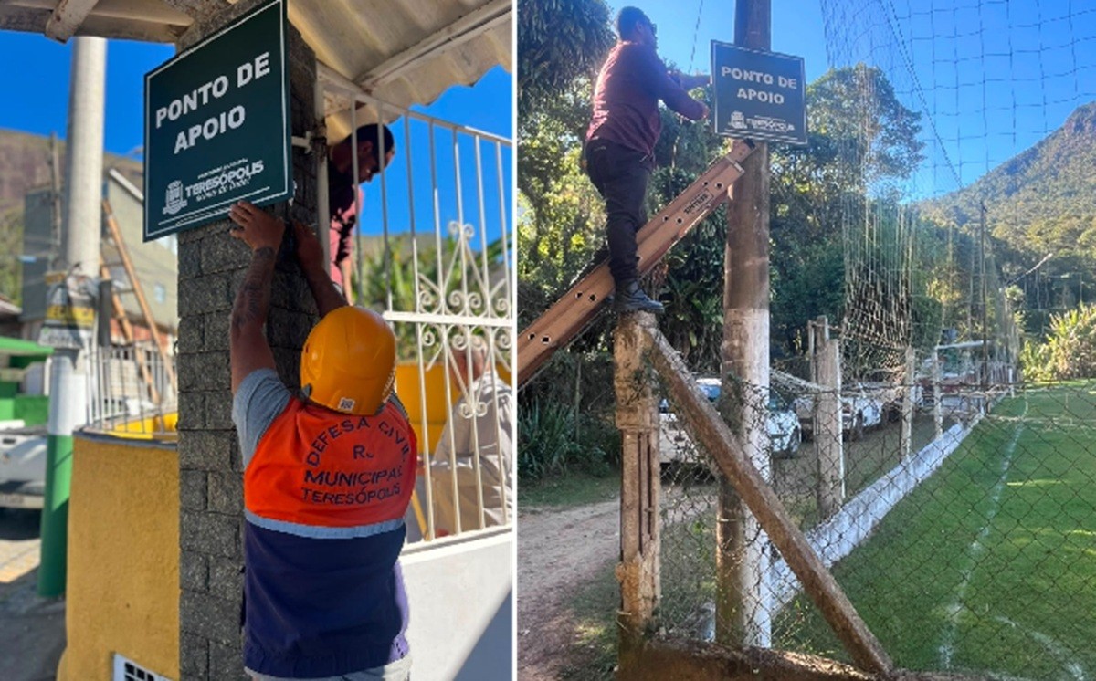 Defesa Civil instala placas de apoio para orientar moradores de áreas de risco em Teresópolis 