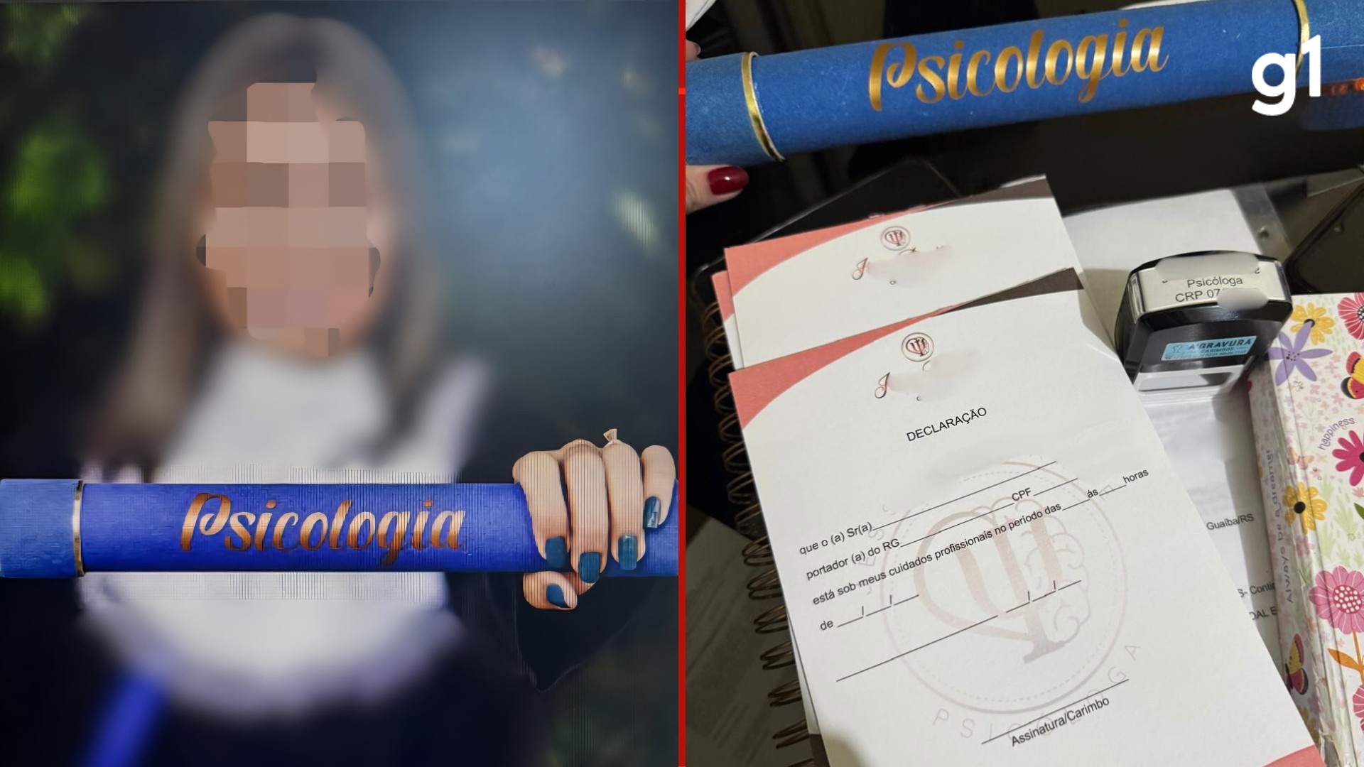 Recibos de pacientes, receituários e carimbo são apreendidos com suspeita de se passar por psicóloga de crianças no RS, diz polícia