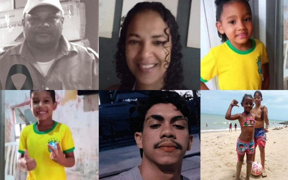 Montagem mostra sete das catorze pessoas que morreram no desabamento parcial de prédio no Grande Recife — Foto: Acervo pessoal