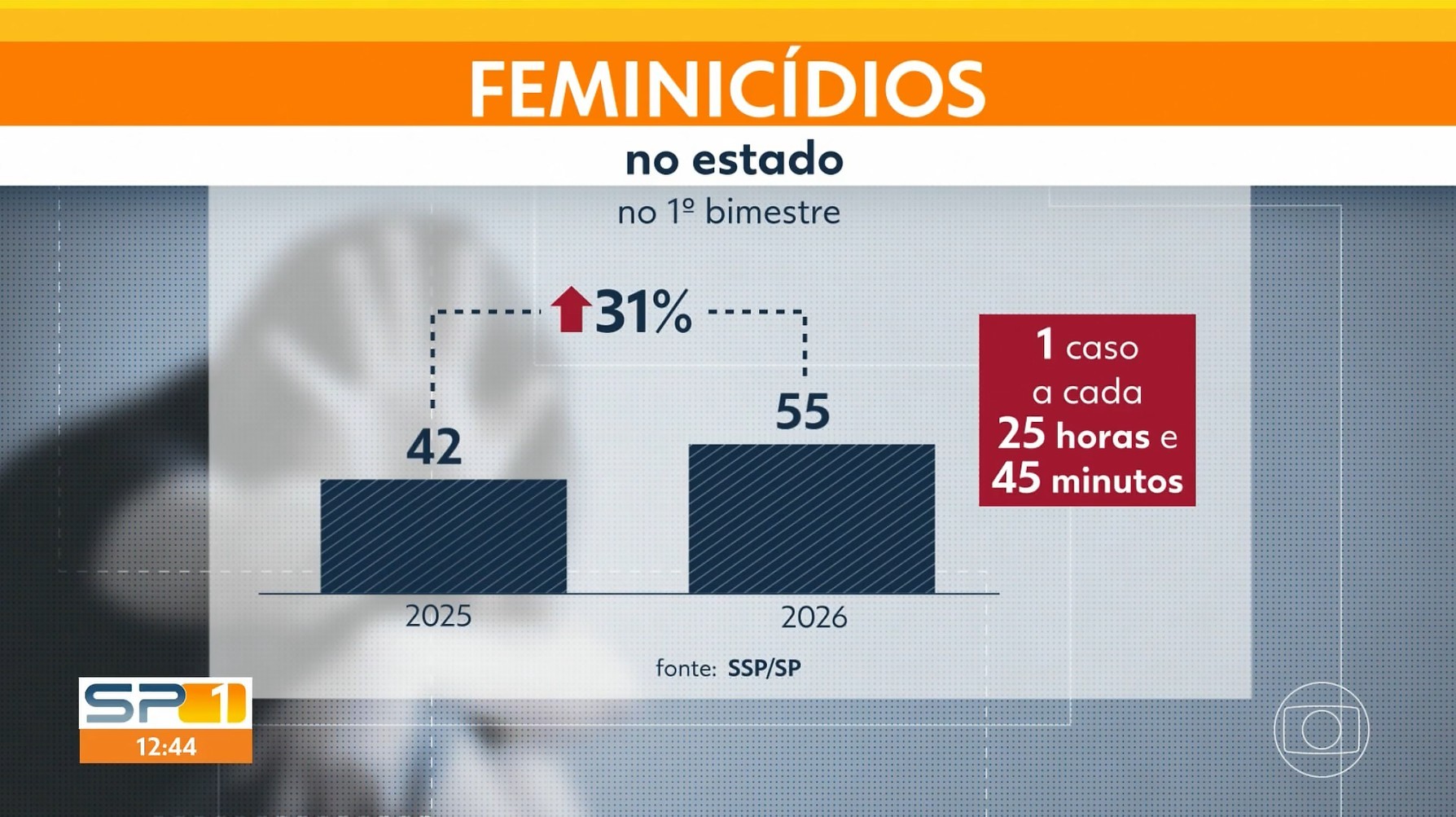 SP registra um feminicídio a cada 25 horas; casos aumentaram 31% no primeiro bimestre de 2026