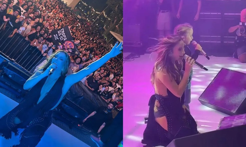 Filha de Claudia Leitte encanta público ao cantar 'Bola de Sabão' em show da mãe na Bahia. — Foto: Reprodução/Redes Sociais