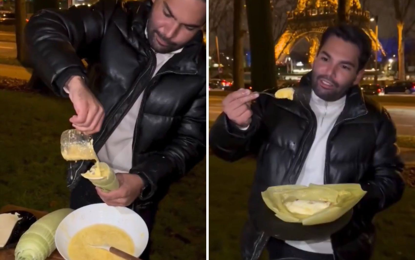 Goiano viraliza ao fazer pamonha em frente à torre Eiffel, em Paris 