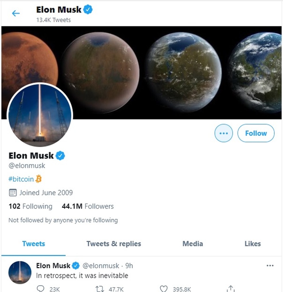 Elon Musk coloca bitcoin na biografia do Twitter e faz criptomoeda subir  mais de 17% | G1