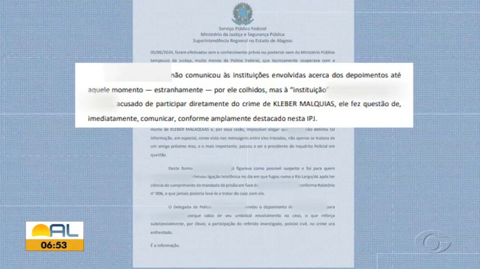 Print mensagem, delegado preso, PC-AL, relatório — Foto: Reprodução TV Gazeta