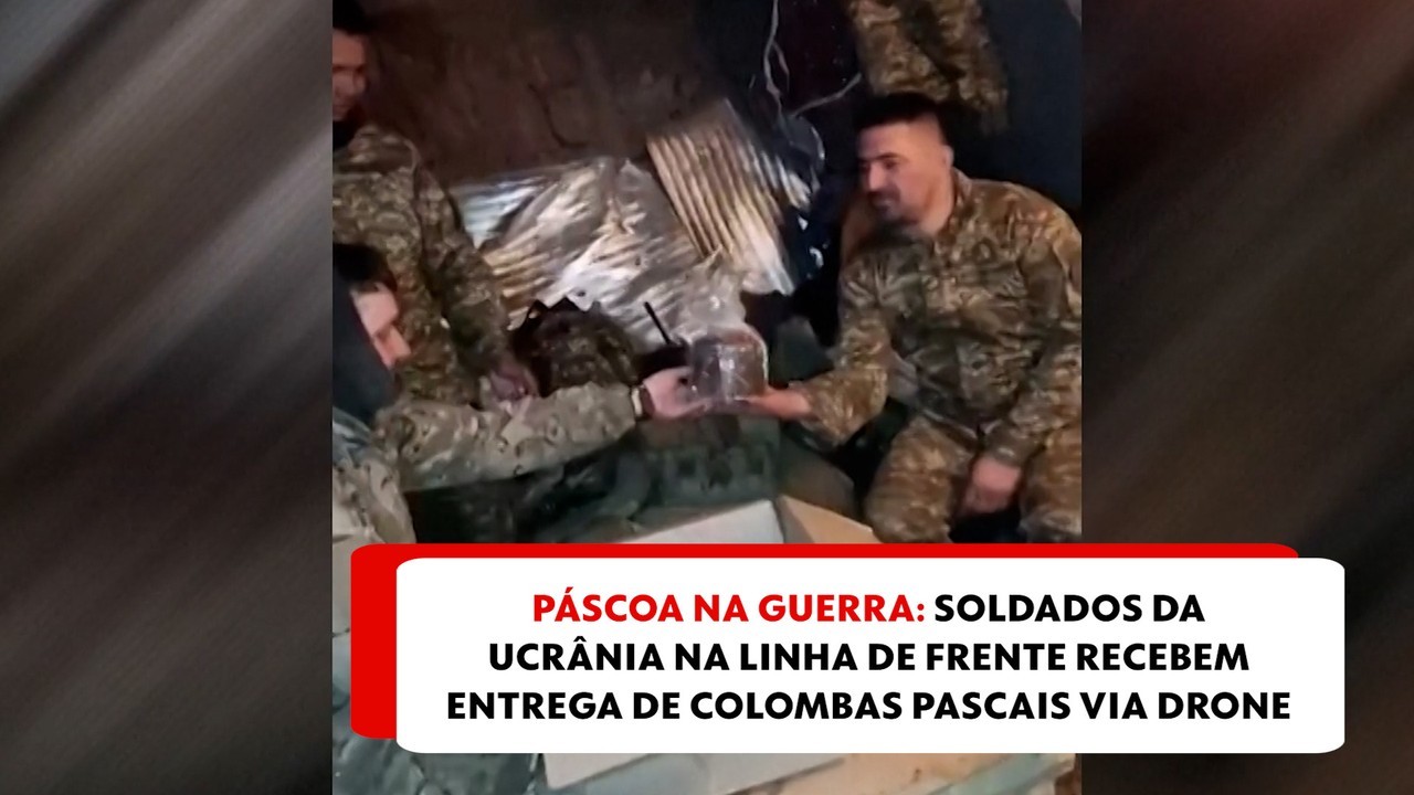 Páscoa na guerra: soldados da Ucrânia na linha de frente recebem colombas pascais por entrega de drone; VÍDEO