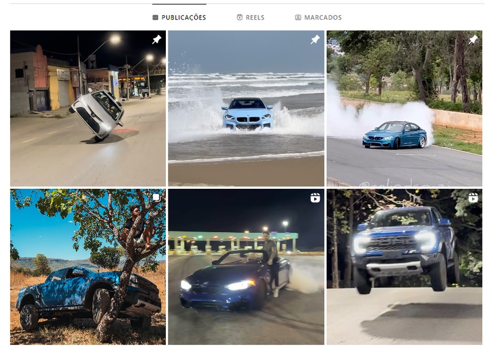 Influencer posta manobras feitas com veículos de luxo e divulga sorteios de carros e caminhões — Foto: Reprodução/Redes sociais