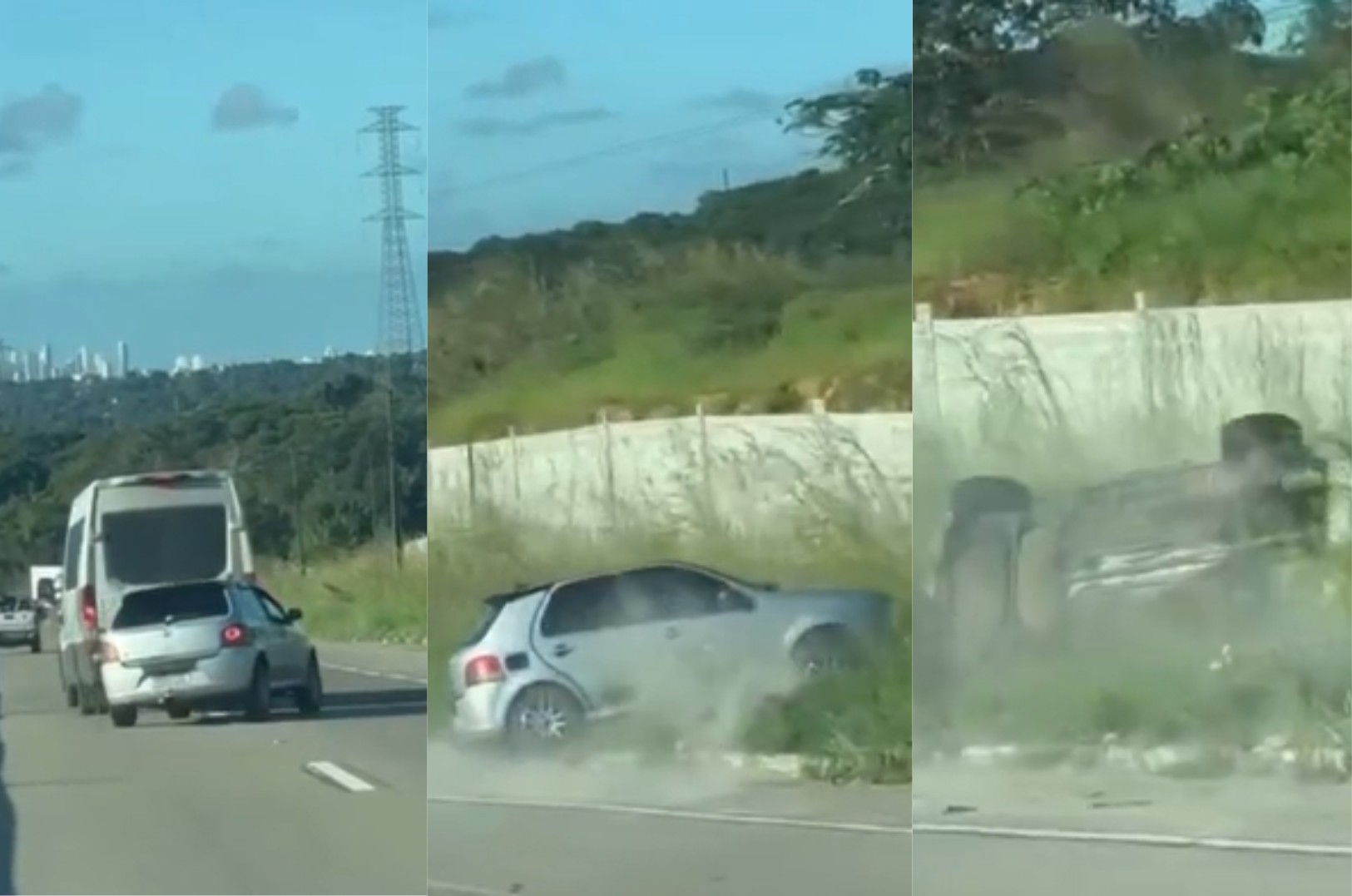 Discussão no trânsito e 'briga' por faixa termina em capotamento, em João Pessoa; VÍDEO