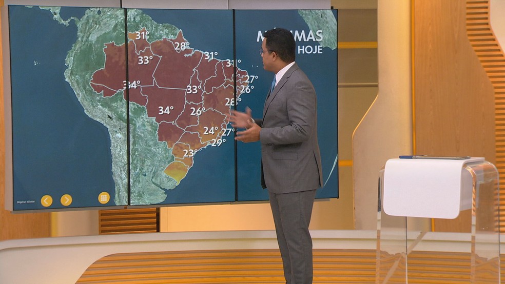 Clima será muito quente ainda nesta sexta-feira (7) — Foto: Reprodução/TV Globo