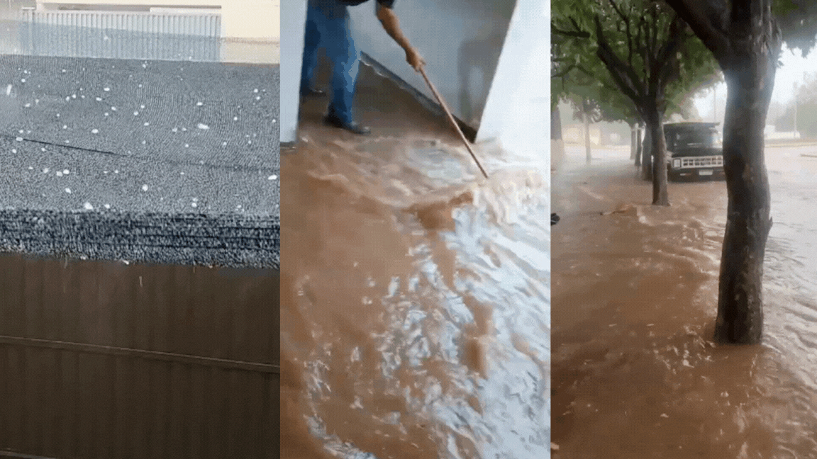Granizo, casas alagadas, queda de árvores: temporal causa estragos em Rondonópolis (MT)