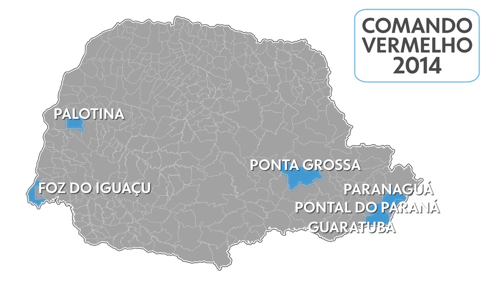 Regiões onde o Comando Vermelho domina no Paraná — Foto: Ivan Rasera/Artes RPC