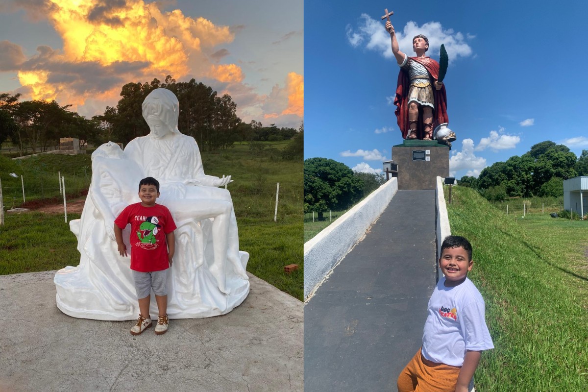 Criança de 5 anos troca viagem à Disney por visita a santos gigantes no interior de SP: 'Tem fé mesmo', diz mãe