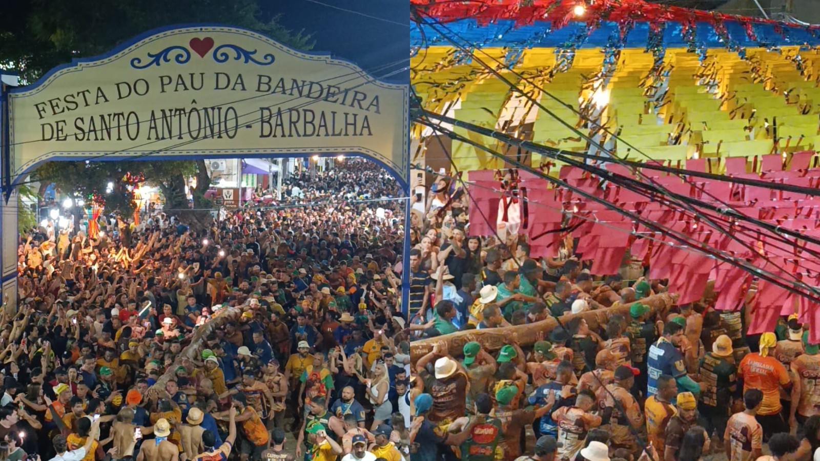 Pau da Bandeira é carregado por devotos e festa reúne multidão em Barbalha