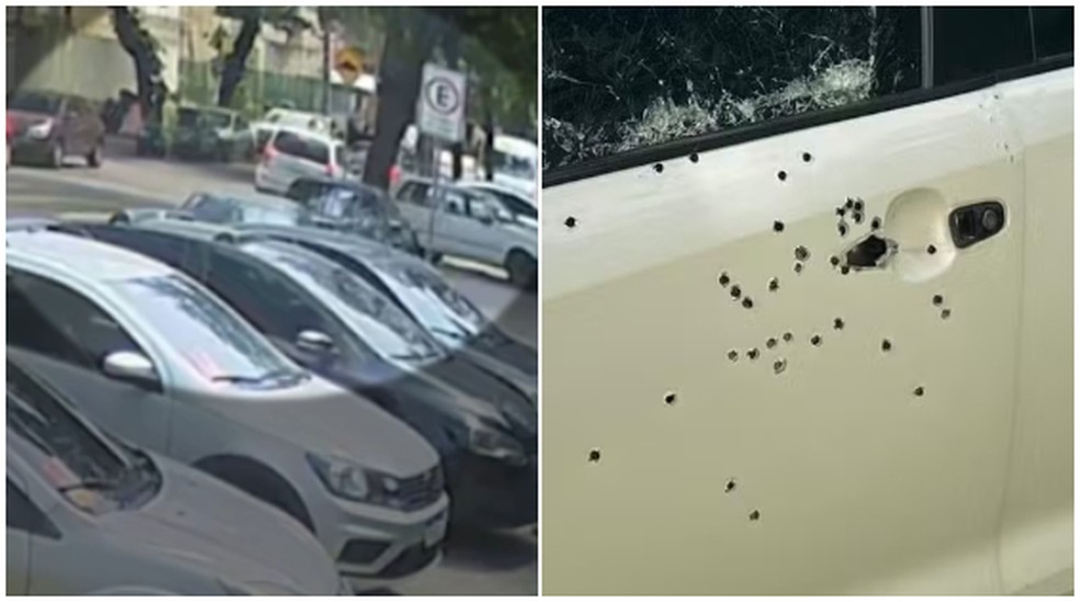 Imagens mostram momento da execução de empresário em Del Castilho, Zona Norte do Rio — Foto: Reprodução/g1