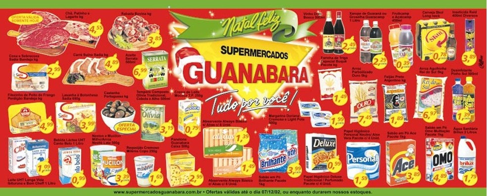 Panfleto de ofertas do supermercado Guanabara, no Rio de Janeiro, em dezembro de 2002 — Foto: Reprodução