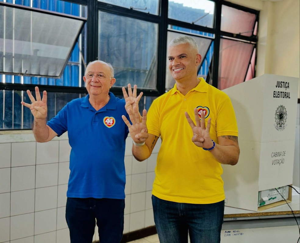 José Ronaldo e Pablo Roberto em dia de votação em Feira de Santana — Foto: Reprodução/Redes Sociais