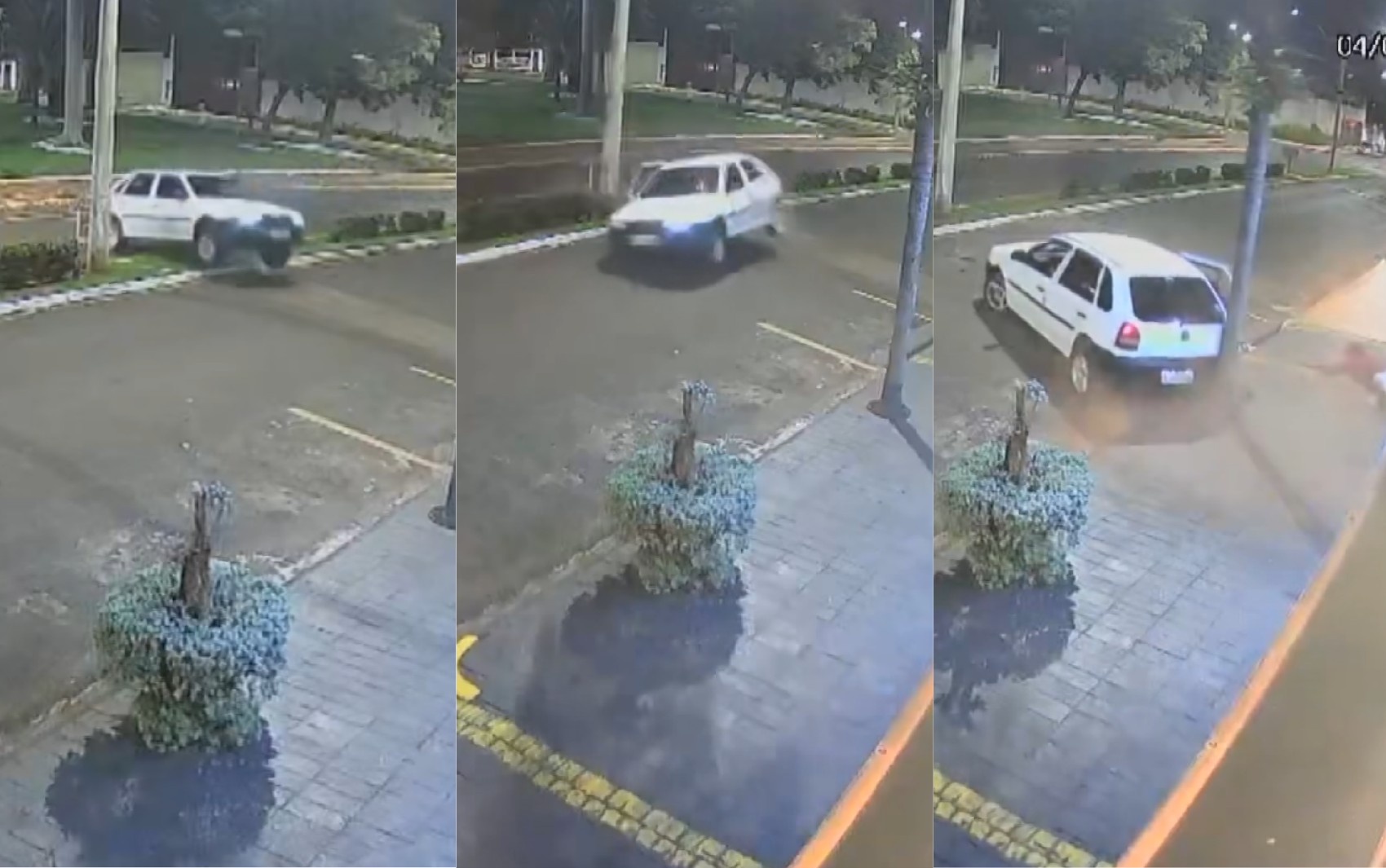 VÍDEO: Motorista bate em poste e passageiro é arremessado para fora do veículo em Orlândia, SP