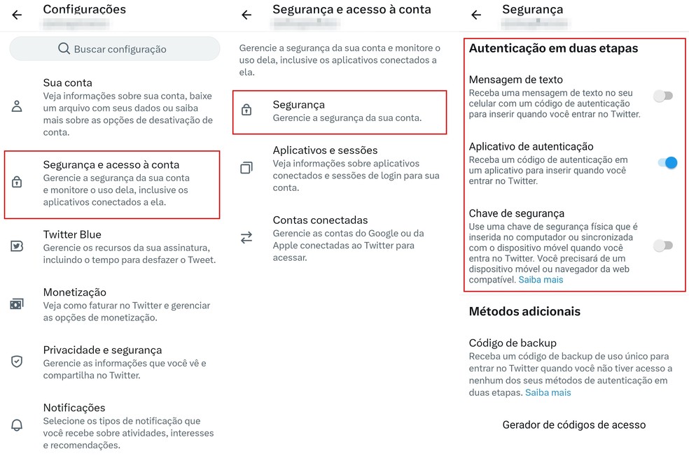 Como ativar autenticação de dois fatores no X — Foto: Reprodução