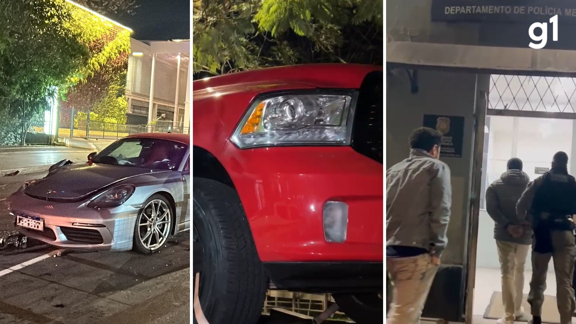 Motoristas de carros de luxo são presos após causar acidente com outros 3 veículos durante racha em Porto Alegre, diz polícia