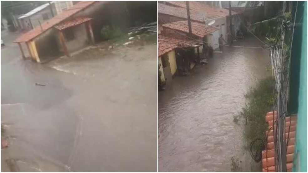 Moradores do Barroso 2 ficaram "ilhados" em casa durante alagamento causado pela chuva. — Foto: Arquivo pessoal