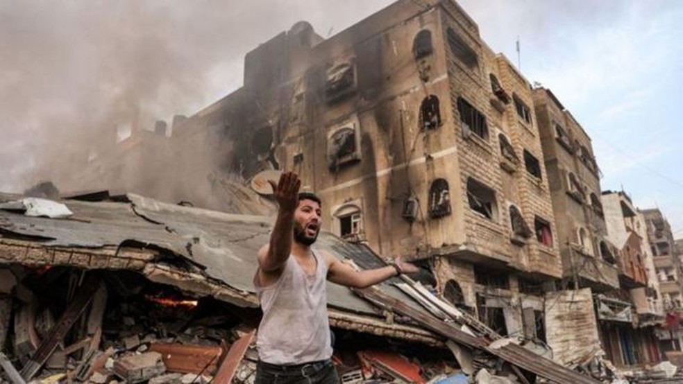 Gaza após ataque iraniano. — Foto: Getty Images (via BBC)
