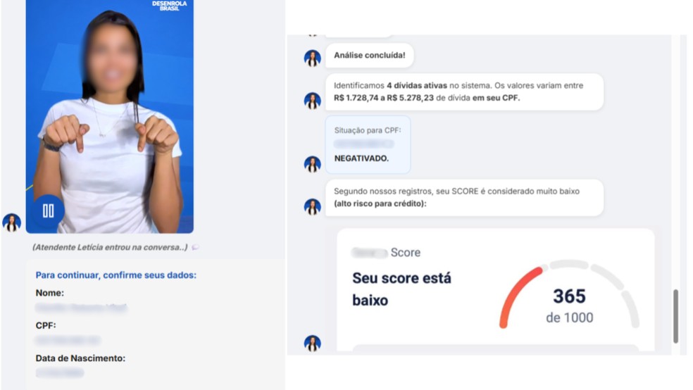 Chat de atendimento com a confirma&ccedil;&atilde;o de dados e an&aacute;lise de score. &mdash; Foto: Divulga&ccedil;&atilde;o/Kaspersky