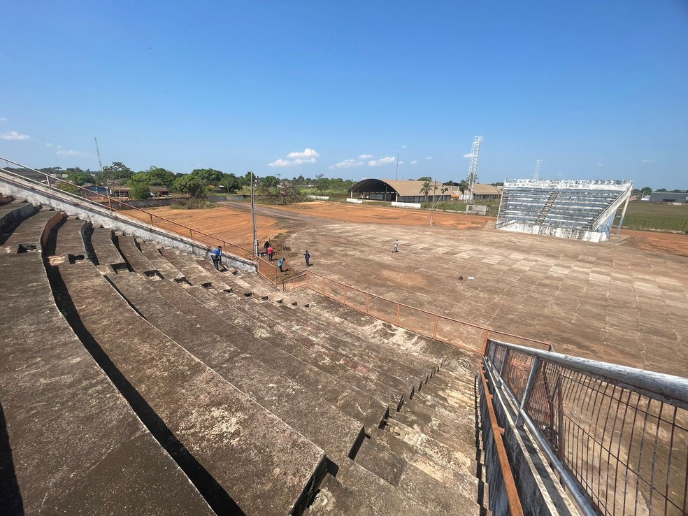 Bumbódromo de Guajará-mirim passa por reforma para receber o "Duelo da Fronteira"  — Foto: Foto: Késia Fernanda/ Rede Amazônica
