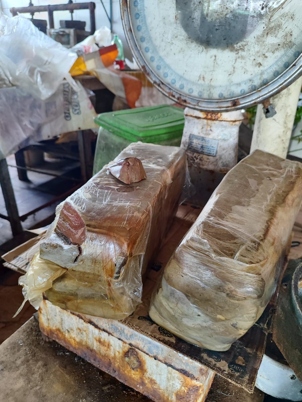 Carne podre encontrada em depósito clandestino para ser comercializada — Foto: Polícia Civil/Divulgação