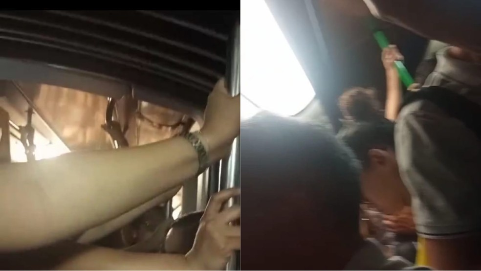 Falha no metrô de Fortaleza apaga luzes de vagão e assusta passageiros — Foto: Reprodução