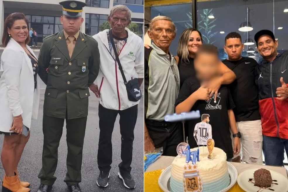 Maria Batista (à esq.) contou que o sobrinho Pedro Henrique (ao centro) tinha o pai e três irmãos (à dir.) — Foto: Arquivo Pessoal