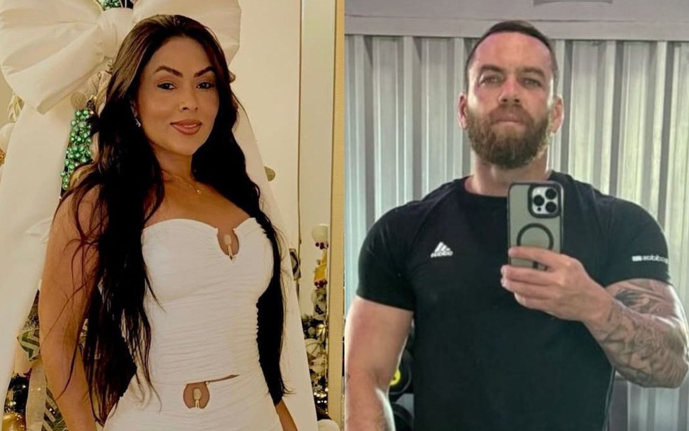 Flávia Barros, vítima de feminicídio, e Tiago Sóstenes, suspeito de feminicídio. — Foto: Reprodução redes sociais