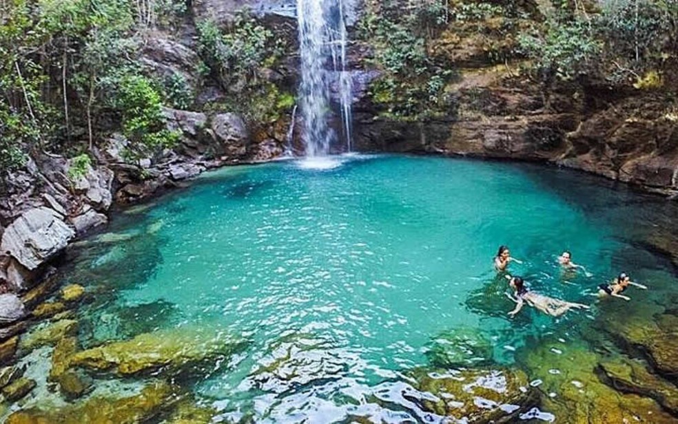 Cachoeira Santa Brbara, em Cavalcante, Gois  Foto: Divulgao/Prefeitura de Cavalcante