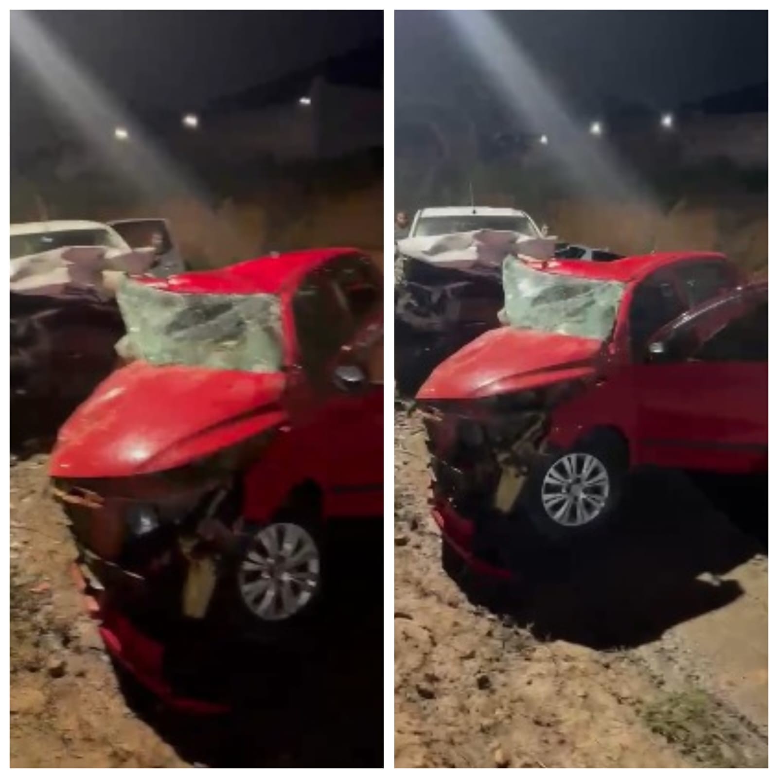 Duas pessoas são socorridas após colisão entre caminhonete e carro em Manhuaçu
