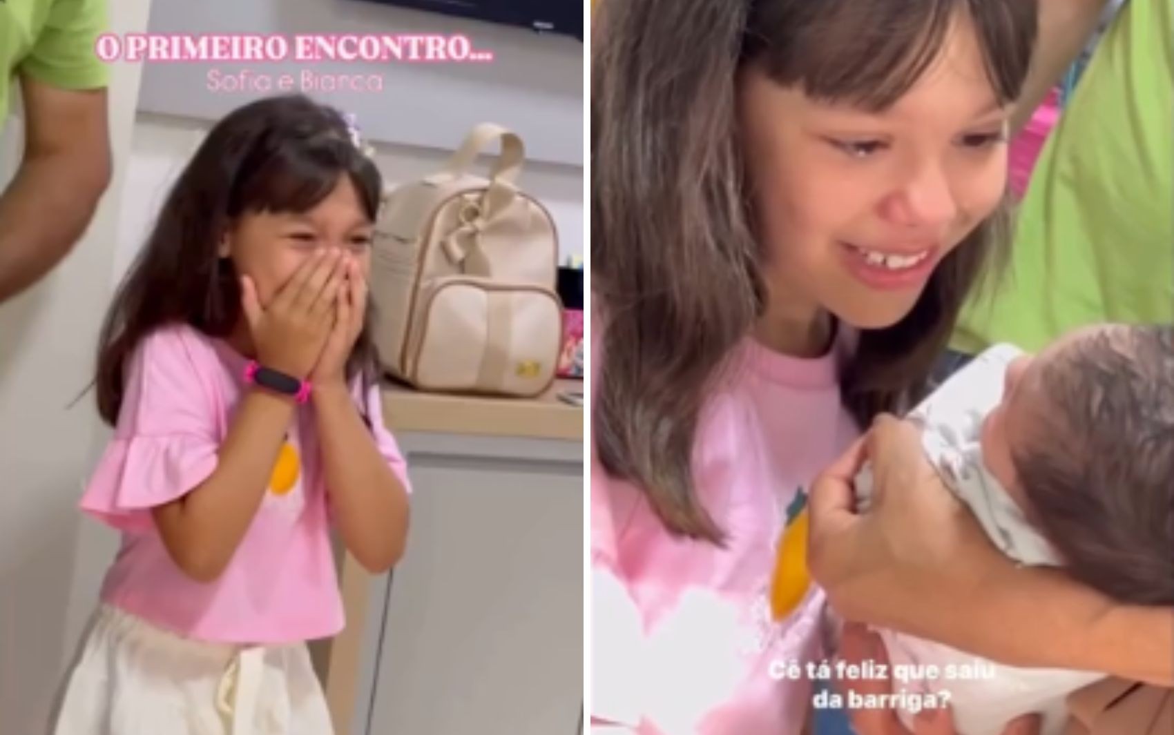 Recém-nascida para de chorar ao ouvir voz da irmã mais velha pela primeira vez, e vídeo emociona web