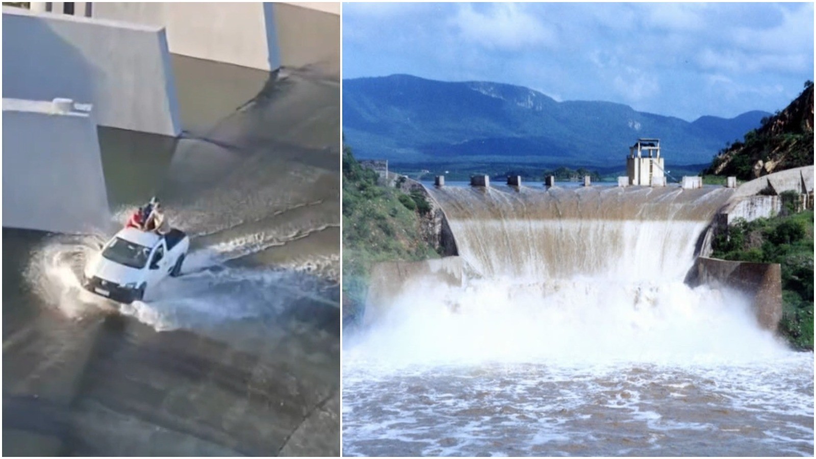 VÍDEO: Picape atravessa barragem do açude Orós, com queda de 60 metros de altura