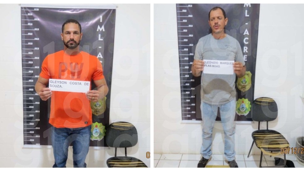 Gleyson Costa de Souza e Cleonizio Marques Vilas Boas foram denunciados por homicídio duplamente qualificado e fraude processual — Foto: Arquivo/PM-AC